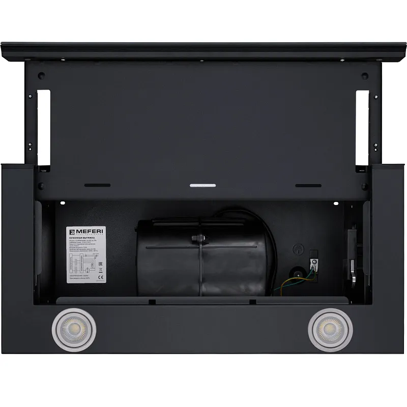 Вытяжка телескопическая кухонная MEFERI SLIDEBOX60BK GLASS ULTRA, 60 см, черная, стекло, производительность 850 м3/ч, 2 скорости, низкий уровень шума, режимы отвод и рециркуляция, гарантия 3 года