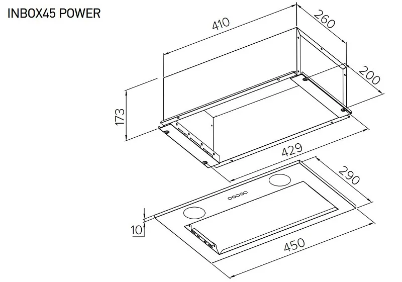 Вытяжка кухонная MEFERI INBOX45WH POWER, 45 см, встраиваемая, белая, производительность 900 м3/ч, 3 скорости, низкий уровень шума, режимы отвод и рециркуляция, гарантия 3 года