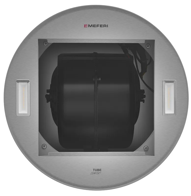 Вытяжка кухонная цилиндрическая настенная MEFERI TUBE35IX COMFORT, 35 см, серая, производительность 1200 м3/ч, 3 скорости, низкий уровень шума, режимы отвод и рециркуляция, гарантия 3 года
