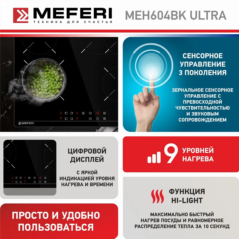 Варочная панель электрическая MEFERI MEH604BK ULTRA