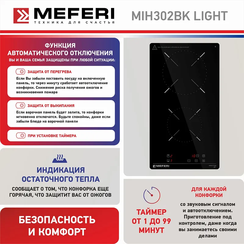 Варочная панель индукционная MEFERI MIH302BK LIGHT