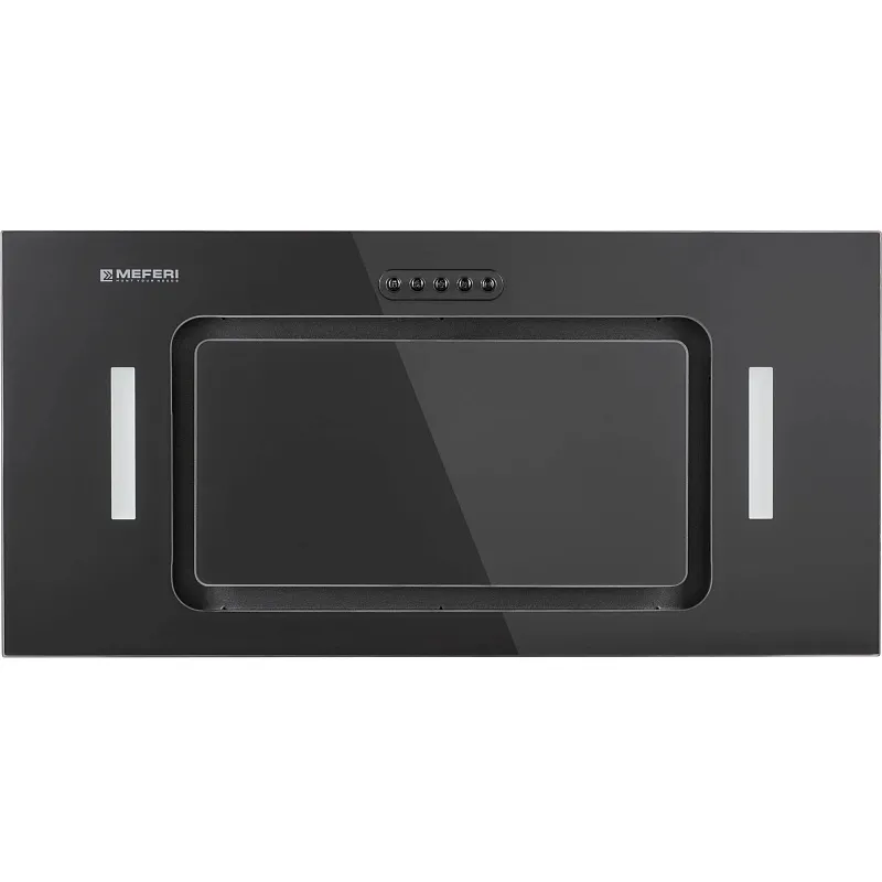 Вытяжка кухонная MEFERI INBOX60BK GLASS ULTRA, 60 см, встраиваемая, черная, стекло, производительность 900 м3/ч, 3 скорости, низкий уровень шума, режимы отвод и рециркуляция, гарантия 3 года