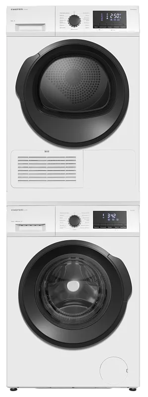 Фото kolonna_iz_stiralnoy_i_sushilnoy_mashin_belaya_ms10wh80_ultra на сайте meferi-home.ru Колонна из стиральной и сушильной машин белая MEFERI MS10WH80 ULTRA - изображение kolonna_iz_stiralnoy_i_sushilnoy_mashin_belaya_ms10wh80_ultra