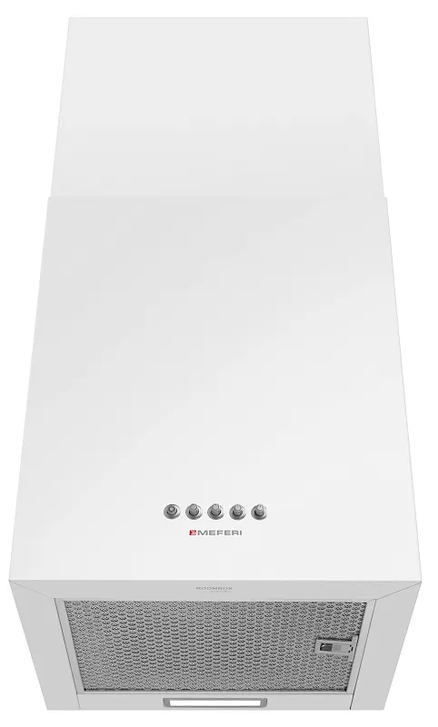 Кубическая вытяжка кухонная MEFERI ROOMBOX40WH COMFORT, пристенная, 40 см, белая, квадратная, производительность 1100 м3/ч, 3 скорости, низкий уровень шума, режимы отвод и рециркуляция, гарантия 3 года