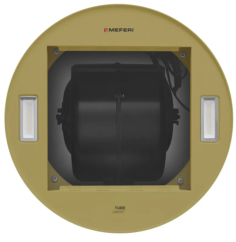 Вытяжка кухонная цилиндрическая настенная MEFERI TUBE35GOLD COMFORT, 35 см, горчично-золотая, производительность 1200 м3/ч, 3 скорости, низкий уровень шума, режимы отвод и рециркуляция, гарантия 3 года
