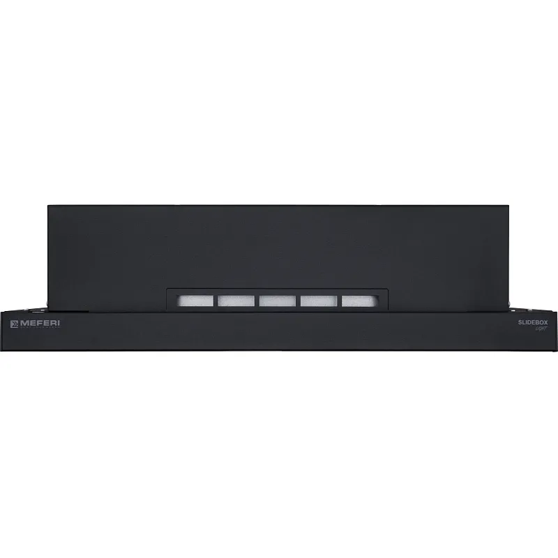 Вытяжка телескопическая кухонная MEFERI SLIDEBOX60BK LIGHT, 60 см, черный, производительность 650 м3/ч, 2 скорости, низкий уровень шума, режимы отвод и рециркуляция, гарантия 3 года