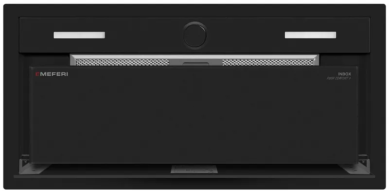 Вытяжка кухонная MEFERI INBOX60BK PUSH COMFORT PLUS, 60 см, встраиваемая, черная, производительность 1200 м3/ч, 3скорости, с утапливаемым переключателем, низкий уровень шума, режимы отвод и циркуляция, гарантия 3 года