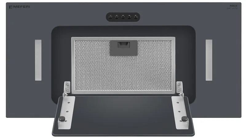 Вытяжка кухонная MEFERI INBOX60GR GLASS ULTRA, 60 см, встраиваемая, серая, стекло, производительность 900 м3/ч, 3 скорости, низкий уровень шума, режимы отвод и рециркуляция, гарантия 3 года