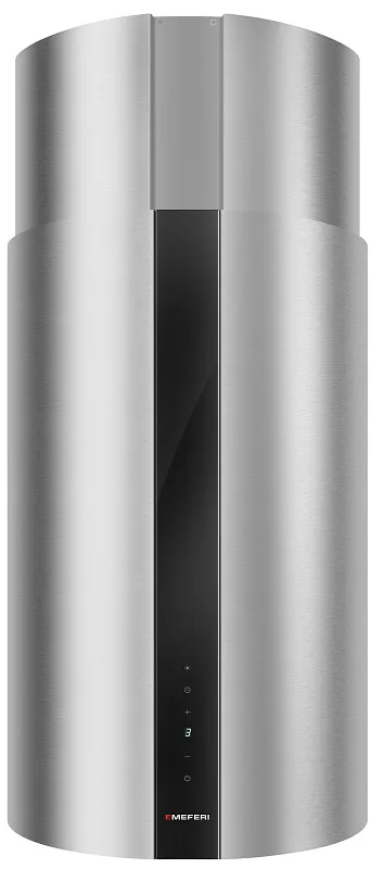 Вытяжка кухонная цилиндрическая настенная MEFERI TUBE40IX COMFORT PLUS, 40 см, серая, производительность 1200 м3/ч, 5 скоростей, низкий уровень шума, режимы отвод и рециркуляция, сенсорное управление, гарантия 3 года