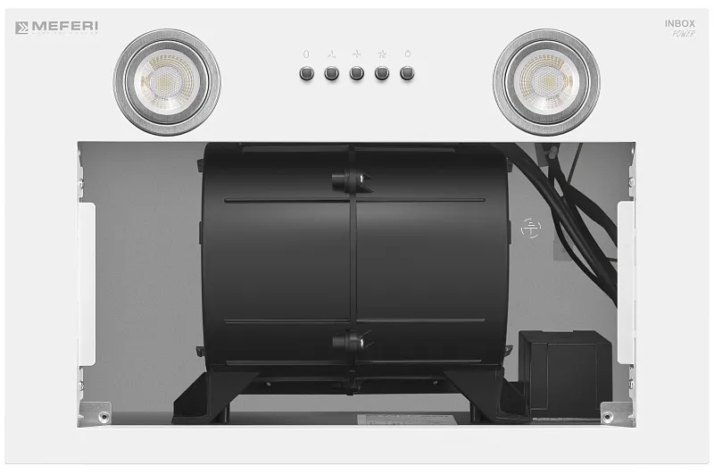 Вытяжка кухонная MEFERI INBOX45WH POWER, 45 см, встраиваемая, белая, производительность 900 м3/ч, 3 скорости, низкий уровень шума, режимы отвод и рециркуляция, гарантия 3 года