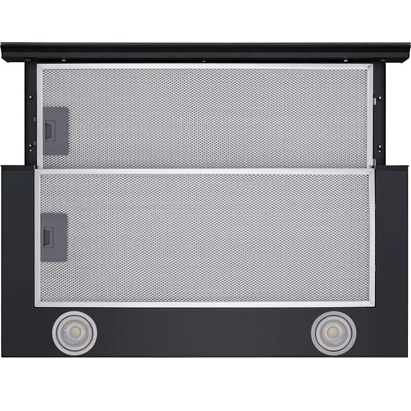 Вытяжка телескопическая кухонная MEFERI SLIDEBOX60BK GLASS ULTRA, 60 см, черная, стекло, производительность 850 м3/ч, 2 скорости, низкий уровень шума, режимы отвод и рециркуляция, гарантия 3 года