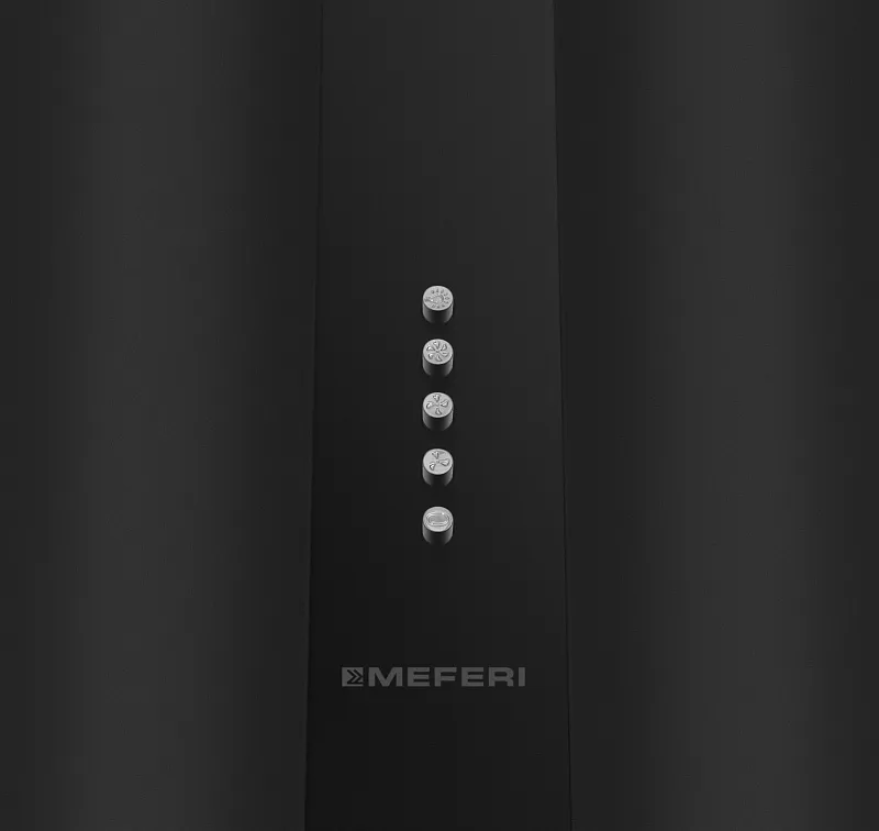 Вытяжка кухонная цилиндрическая островная MEFERI TUBE40BK ISLA POWER, 40 см, черная, производительность 850 м3/ч, 3 скорости, низкий уровень шума, режимы отвод и рециркуляция, гарантия 3 года