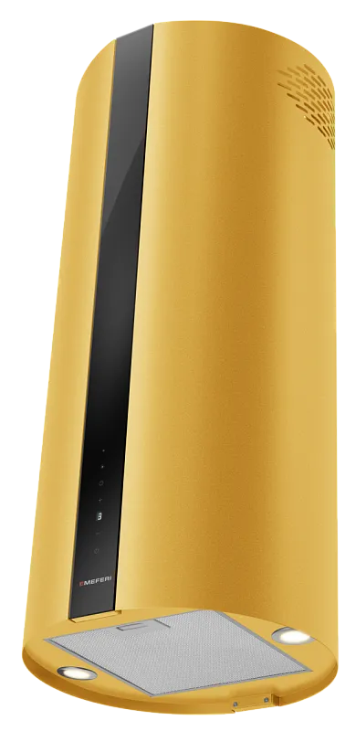 Вытяжка кухонная цилиндрическая островная MEFERI TUBE40GOLD ISLA COMFORT PLUS, 40 см, золотая, производительность 1200 м3/ч, 5 скоростей, режимы отвод и рециркуляция, сенсорное управление, гарантия 3 года - изображение vytyazhka_tsilindricheskaya_ostrovnaya_tube40gold_isla_comfort_plus  