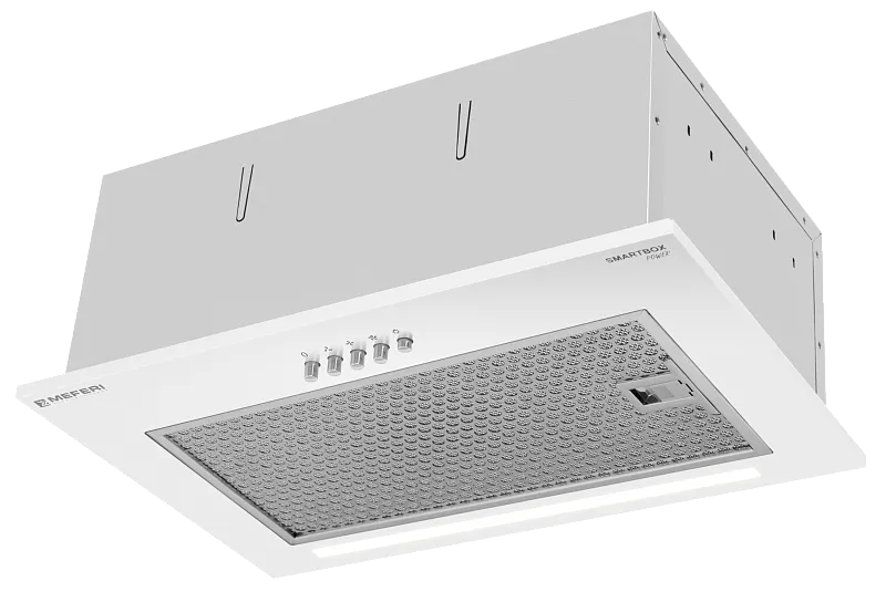 Вытяжка кухонная MEFERI SMARTBOX45WH POWER, 45 см, встраиваемая, белая, производительность 900 м3/ч, 3 скорости, низкий уровень шума, режимы отвод и рециркуляция, гарантия 3 года - изображение vytyazhka_polnovstraivaemaya_smartbox45wh_power  
