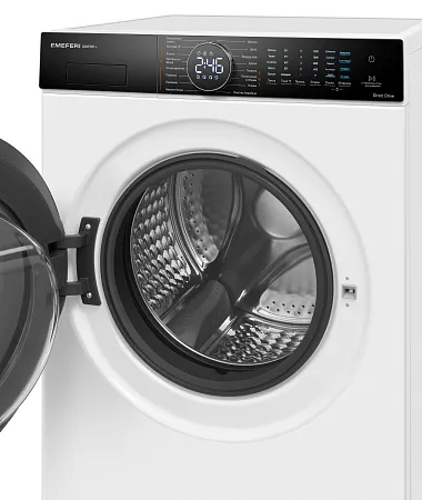 Стиральная машина с сушкой 2 в 1, инвертором и паром MEFERI MFWD1071216WH COMFORT PLUS black door отдельностоящая белая, с прямым приводом, загрузка 10 кг стирка, 7 кг сушка Стиральная машина с сушкой 2 в 1, инвертором и паром MEFERI MFWD1071216WH COMFORT PLUS black door отдельностоящая белая, с прямым приводом, загрузка 10 кг стирка, 7 кг сушка