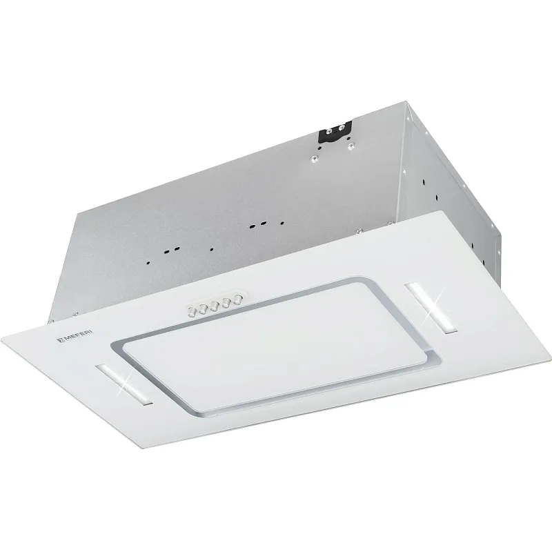 Вытяжка кухонная MEFERI INBOX60WH GLASS ULTRA, 60 см, встраиваемая, белая, стекло, производительность 900 м3/час, низкий уровень шума, режимы отвод и циркуляция, гарантия 3 года
