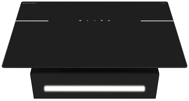 Вытяжка кухонная MEFERI AIRBOX60BK ULTRA, 60 см, наклонная, черная, стекло, производительность 1100 м3/ч, 3 скорости, низкий уровень шума, режимы отвод и рециркуляция, гарантия 3 года