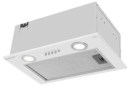 Вытяжка кухонная MEFERI INBOX45WH LIGHT, 45 см, встраиваемая, белая, производительность 650 м3/ч, 3 скорости, низкий уровень шума, режимы отвод и рециркуляция, гарантия 3 года