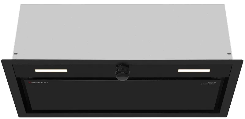 Вытяжка кухонная MEFERI INBOX60BK PUSH COMFORT PLUS, 60 см, встраиваемая, черная, производительность 1200 м3/ч, 3скорости, с утапливаемым переключателем, низкий уровень шума, режимы отвод и циркуляция, гарантия 3 года
