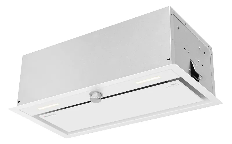 Вытяжка кухонная MEFERI INBOX60WH PUSH COMFORT PLUS, 60 см, встраиваемая, белая, производительность 1200м3/ч, 3 скорости, с утапливаемым переключателем, низкий уровень шума, режимы отвод и циркуляция, гарантия 3 года