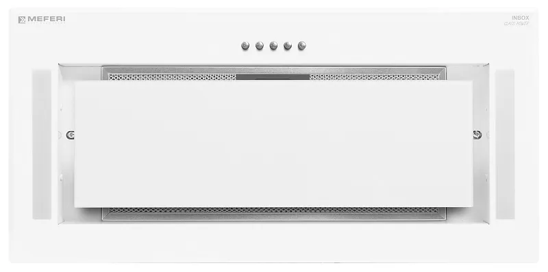 Вытяжка кухонная MEFERI INBOX60WH GLASS POWER, 60 см, полновстраиваемая, белая, стекло, производительность 900 м3/ч, 3 скорости, низкий уровень шума, режимы отвод и рециркуляция, гарантия 3 года