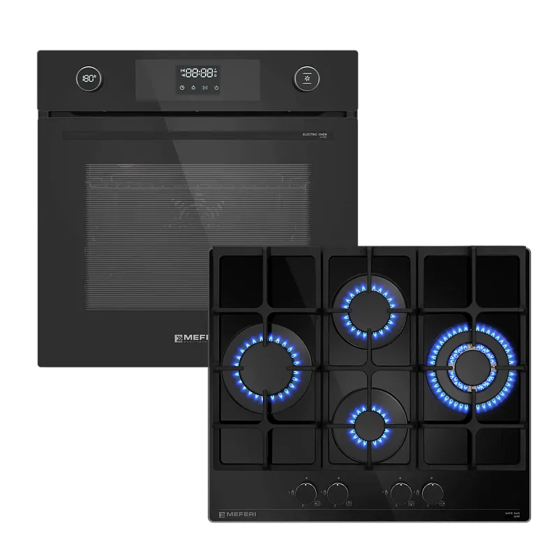 Комплект встраиваемой техники 60см черный MEFERI MS60BK21 - изображение komplekt_vstraivaemoy_tekhniki_meferi_60sm_chernyy_ms60bk21  