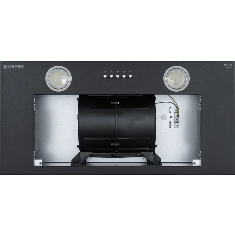 Вытяжка кухонная MEFERI INBOX60BK POWER, 60 см, встраиваемая, черная, производительность 900 м3/ч, 3 скорости, низкий уровень шума, режимы отвод и рециркуляция, гарантия 3 года