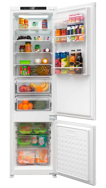 Фото kholodilnik_vstraivaemyy_mbr193_combi_no_frost_power на сайте meferi-home.ru Холодильник встраиваемый MEFERI MBR193 COMBI NO FROST POWER (модификация 2025), двухкамерный, двухдверный, перенавешиваемые двери, суперохлаждение, с зоной свежести - изображение kholodilnik_vstraivaemyy_mbr193_combi_no_frost_power