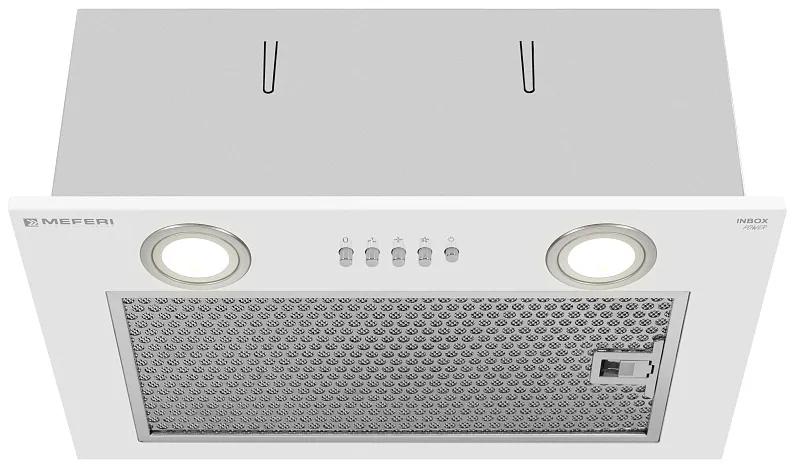 Вытяжка кухонная MEFERI INBOX45WH POWER, 45 см, встраиваемая, белая, производительность 900 м3/ч, 3 скорости, низкий уровень шума, режимы отвод и рециркуляция, гарантия 3 года