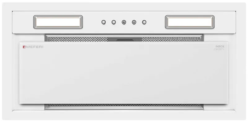 Вытяжка кухонная MEFERI INBOX60WH COMFORT PLUS, 60 см, встраиваемая, белая, производительность 1200 м3/ч, 3 скорости, низкий уровень шума, режимы отвод и рециркуляция, гарантия 3 года