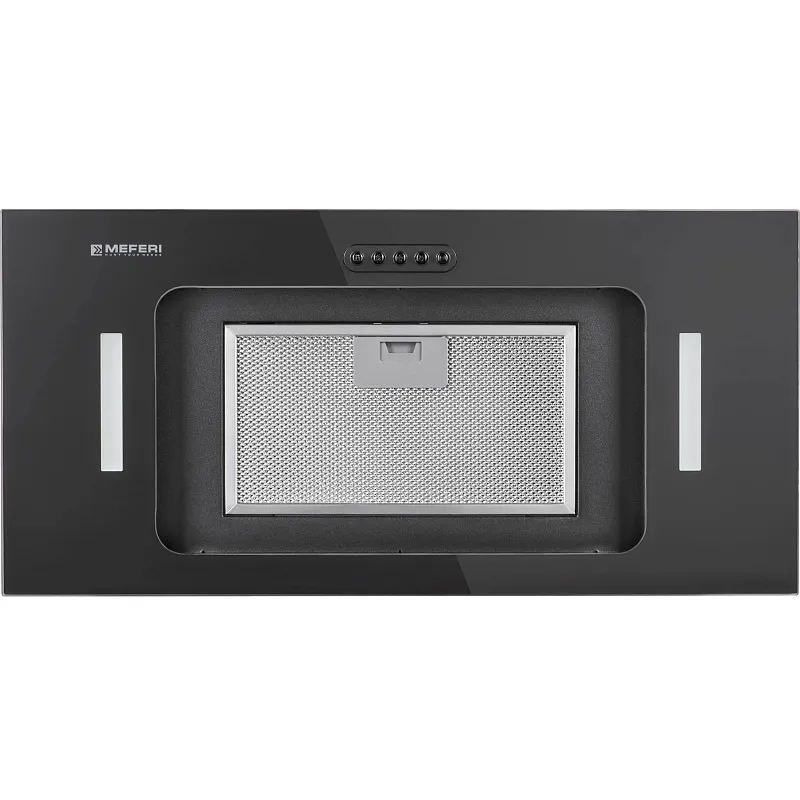 Вытяжка кухонная MEFERI INBOX60BK GLASS ULTRA, 60 см, встраиваемая, черная, стекло, производительность 900 м3/ч, 3 скорости, низкий уровень шума, режимы отвод и рециркуляция, гарантия 3 года