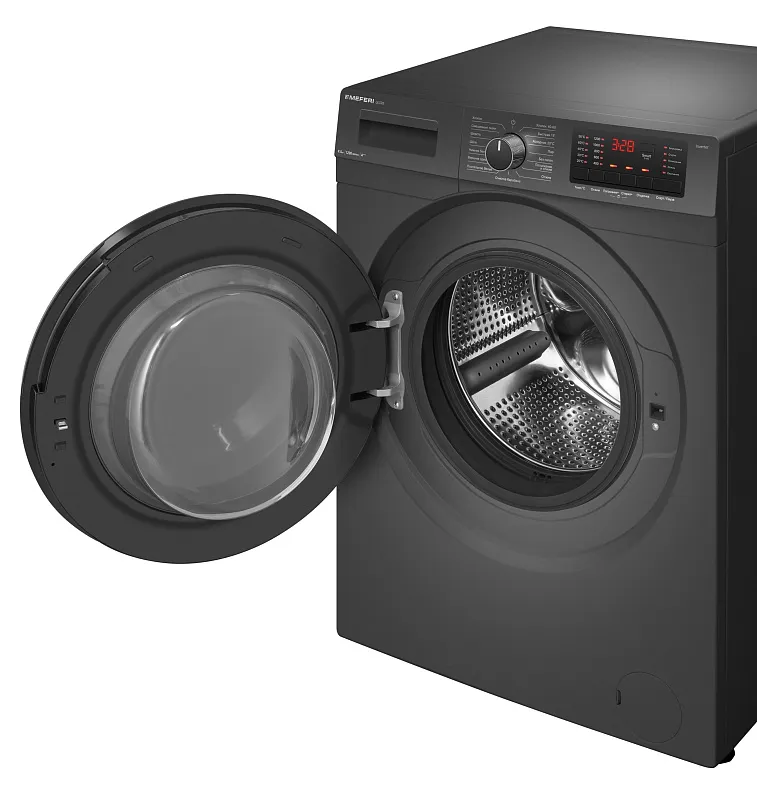 Стиральная машина с инвертором и паром MEFERI MFW091216GR ULTRA отдельностоящая серая, загрузка 9 кг