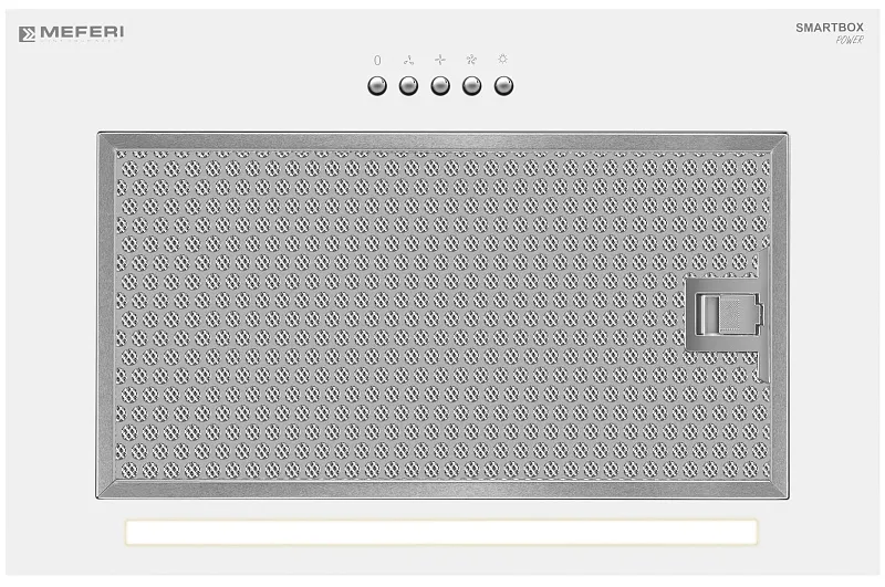 Вытяжка кухонная MEFERI SMARTBOX45WH POWER, 45 см, встраиваемая, белая, производительность 900 м3/ч, 3 скорости, низкий уровень шума, режимы отвод и рециркуляция, гарантия 3 года