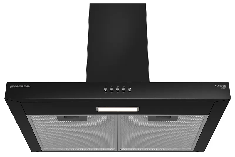 Вытяжка кухонная MEFERI SLIMBOX60BK LIGHT, 60 см, купольная, черная, производительность 650 м3/ч, 3 скорости, низкий уровень шума, режимы отвод и рециркуляция, гарантия 3 года