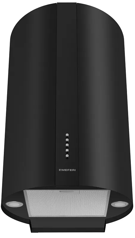 Вытяжка кухонная цилиндрическая настенная MEFERI TUBE40BK POWER, 40 см, черная, производительность 850 м3/ч, 3 скорости, низкий уровень шума, режимы отвод и рециркуляция, гарантия 3 года