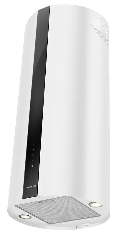 Вытяжка кухонная цилиндрическая островная MEFERI TUBE40WH ISLA COMFORT PLUS, 40 см, белая, производительность 1200 м3/ч, 5 скоростей, режимы отвод и рециркуляция, сенсорное управление, гарантия 3 года - изображение vytyazhka_tsilindricheskaya_ostrovnaya_tube40wh_isla_comfort_plus  