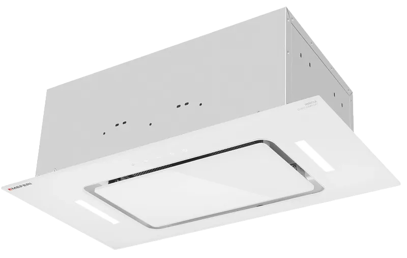 Фото vytyazhka_polnovstraivaemaya_inbox60wh_glass_comfort на сайте meferi-home.ru Вытяжка кухонная MEFERI INBOX60WH GLASS COMFORT, 60 см, встраиваемая, белая, стекло, производительность 950 м3/ч, 3 скорости, низкий уровень шума, режимы отвод и рециркуляция, пульт дистанционного управления, гарантия 3 года - изображение vytyazhka_polnovstraivaemaya_inbox60wh_glass_comfort