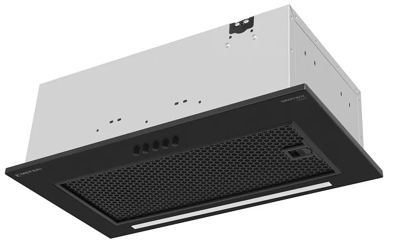 Вытяжка кухонная MEFERI SMARTBOX52BK POWER, 52 см, встраиваемая, черная, производительность 900 м3/ч, 3 скорости, низкий уровень шума, режимы отвод и рециркуляция, гарантия 3 года