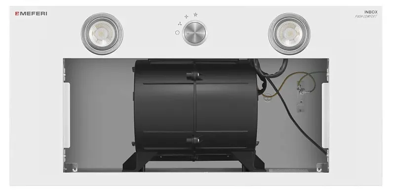 Вытяжка кухонная MEFERI INBOX60WH PUSH COMFORT, 60 см, встраиваемая, белая, производительность 950 м3/ч, 3 скорости, с утапливаемым переключателем, низкий уровень шума, режимы отвод и рециркуляция, гарантия 3 года