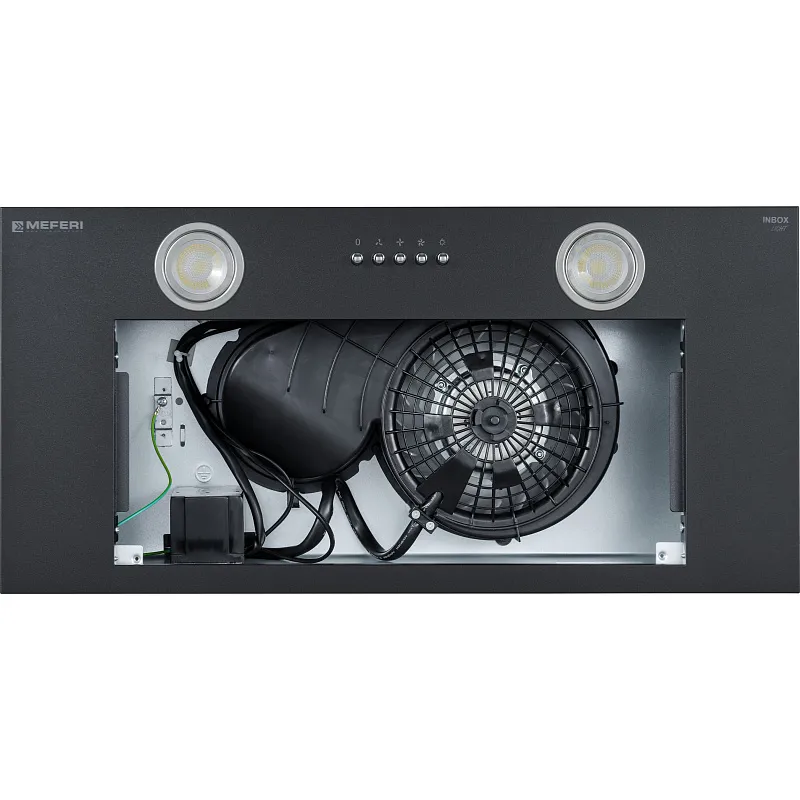 Вытяжка кухонная MEFERI INBOX60BK LIGHT, 60 см, черная, производительность 650 м3/час, 3 скорости, низкий уровень шума, режимы отвод и рециркуляция, гарантия 3 года