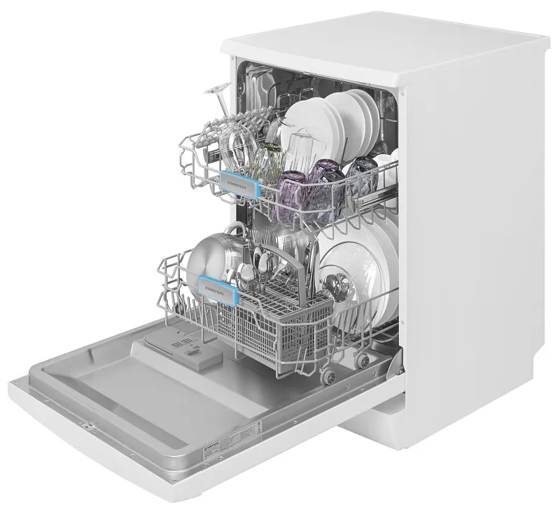 Посудомоечная машина отдельностоящая MEFERI MDW6062WH FS LIGHT, 60 см, напольная, 12 комплектов посуды, 6 программ, 2 корзины, половинная загрузка, отсрочка, защита от протечек, внутренняя подсветка