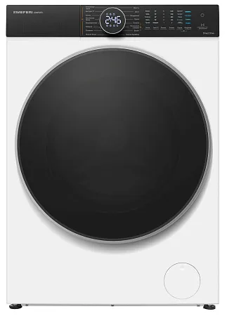 Стиральная машина с сушкой 2 в 1, инвертором и паром MEFERI MFWD1071216WH COMFORT PLUS black door отдельностоящая белая, с прямым приводом, загрузка 10 кг стирка, 7 кг сушка