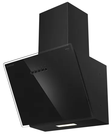 Вытяжка кухонная MEFERI AIRBOX45BK LIGHT, 45 см, наклонная, черная, стекло, производительность 650 м3/ч, 3 скорости, низкий уровень шума, режимы отвод и рециркуляция, гарантия 3 года