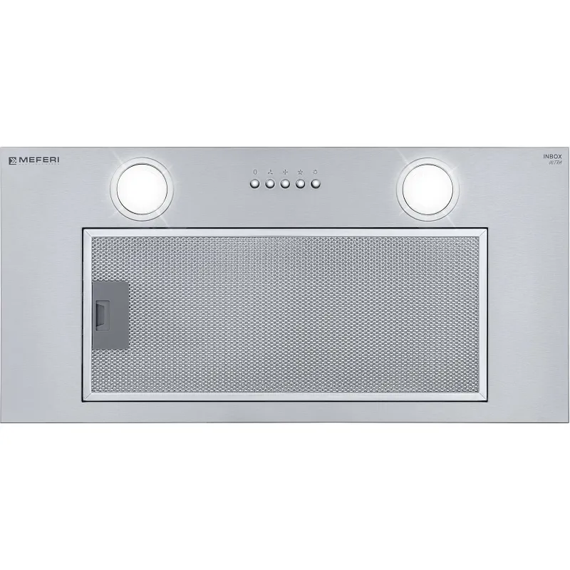 Вытяжка кухонная MEFERI INBOX60IX ULTRA, 60 см, встраиваемая, серая, производительность 1100 м3/ч, 3 скорости, низкий уровень шума, режимы отвод и рециркуляция, гарантия 3 года